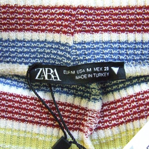 Zara flared pants knit loungewear red yellow blue ribbed striped cozy pants - Picture 5 of 11